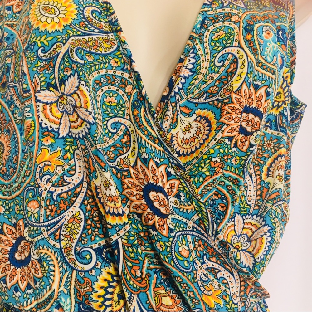Turquoise Paisley Print Ruffle Romper Size S - Picture 6 of 9